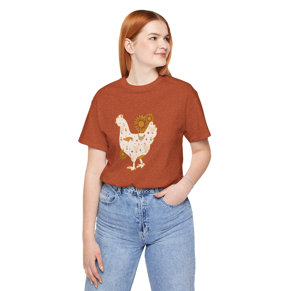 Sunflower Chicken Short Sleeve Graphic Tee T-Shirt Printify