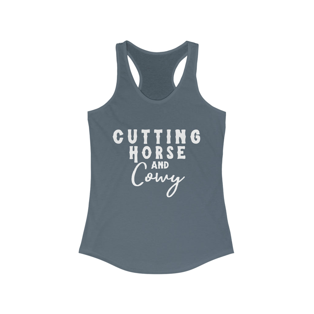 Cutting Horse & Cowy Racerback Tank Horse Riding Discipline Tee Printify XS Solid Indigo 