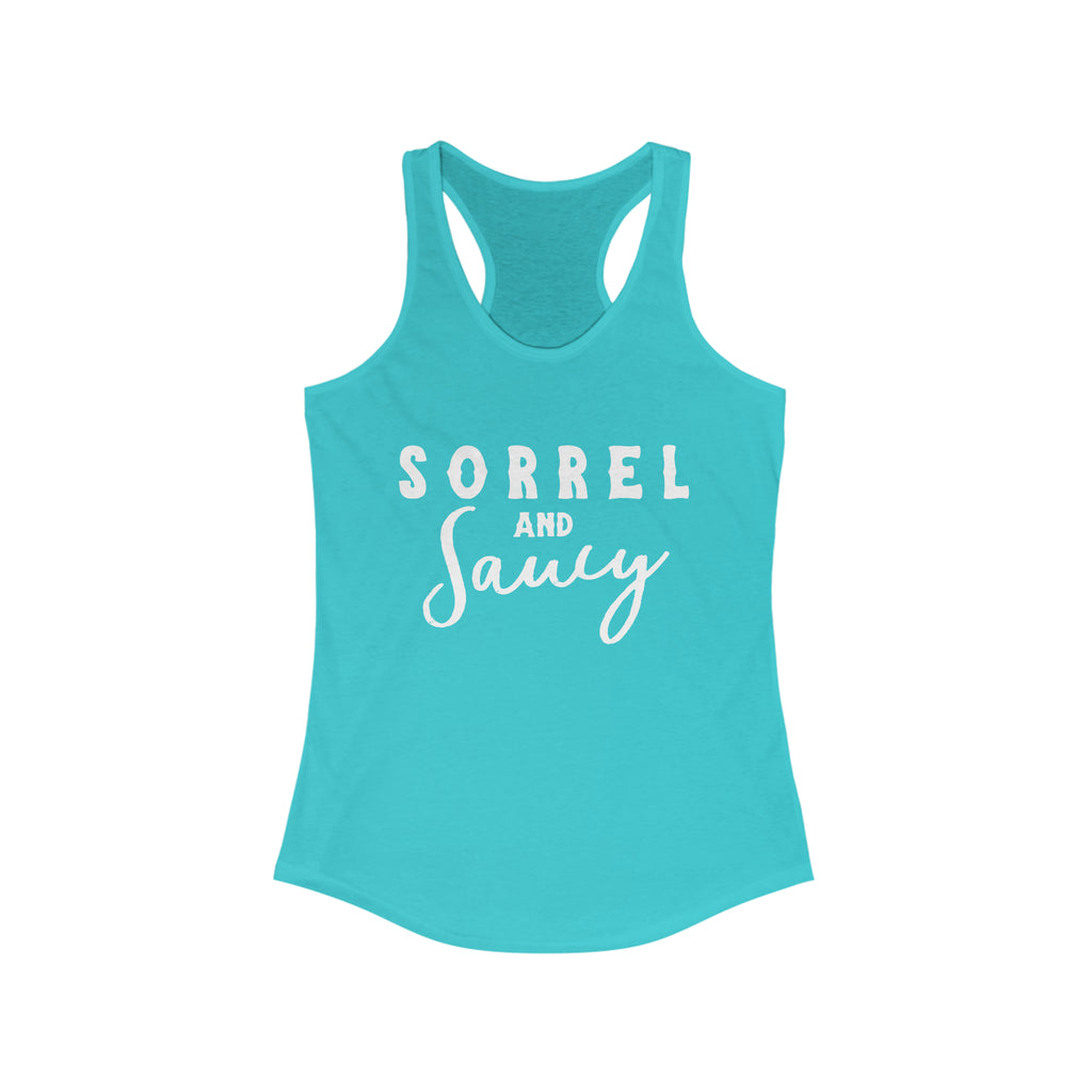 Sorrel & Saucy Racerback Tank Horse Color Shirts Printify   