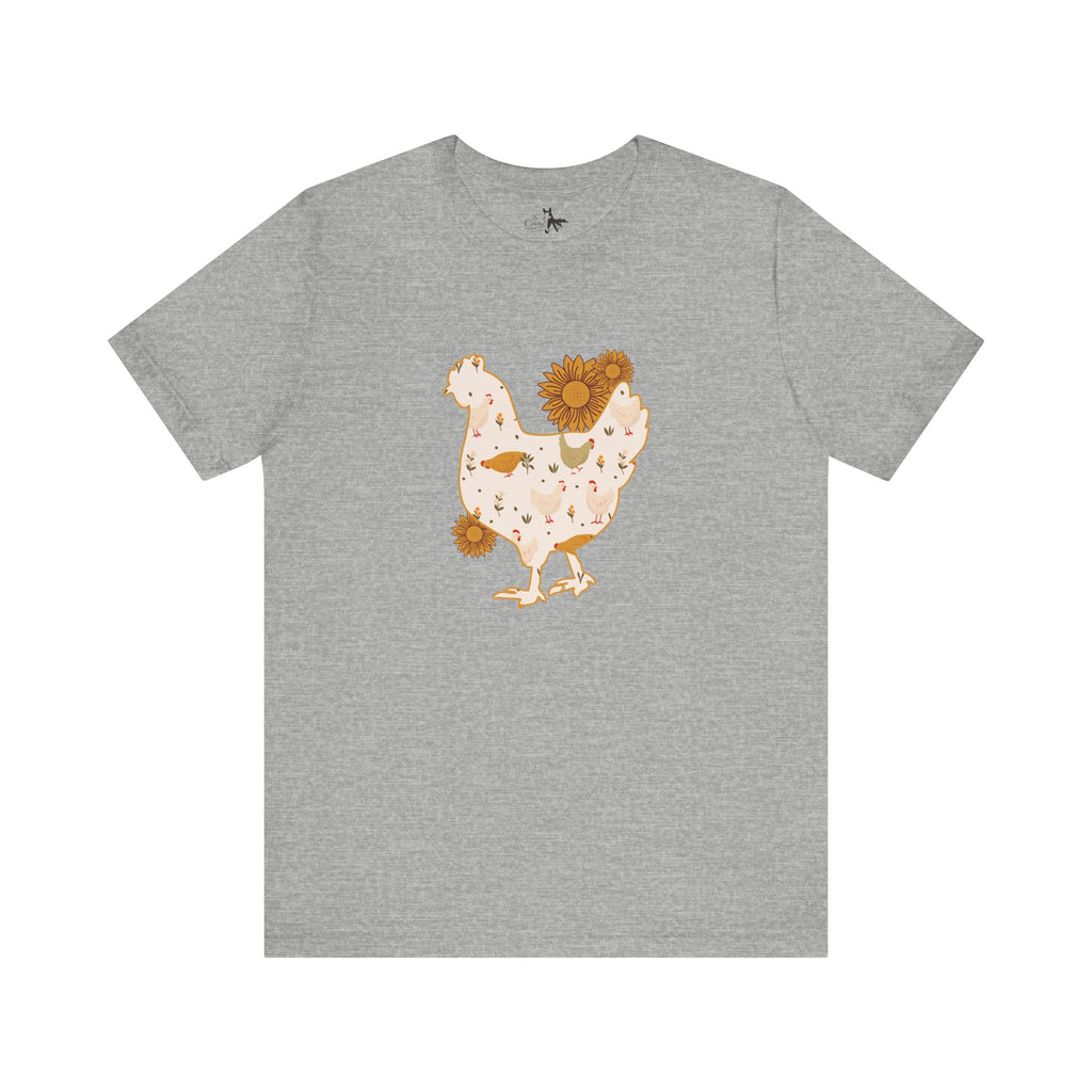 Sunflower Chicken Short Sleeve Graphic Tee T-Shirt Printify Athletic Heather XS