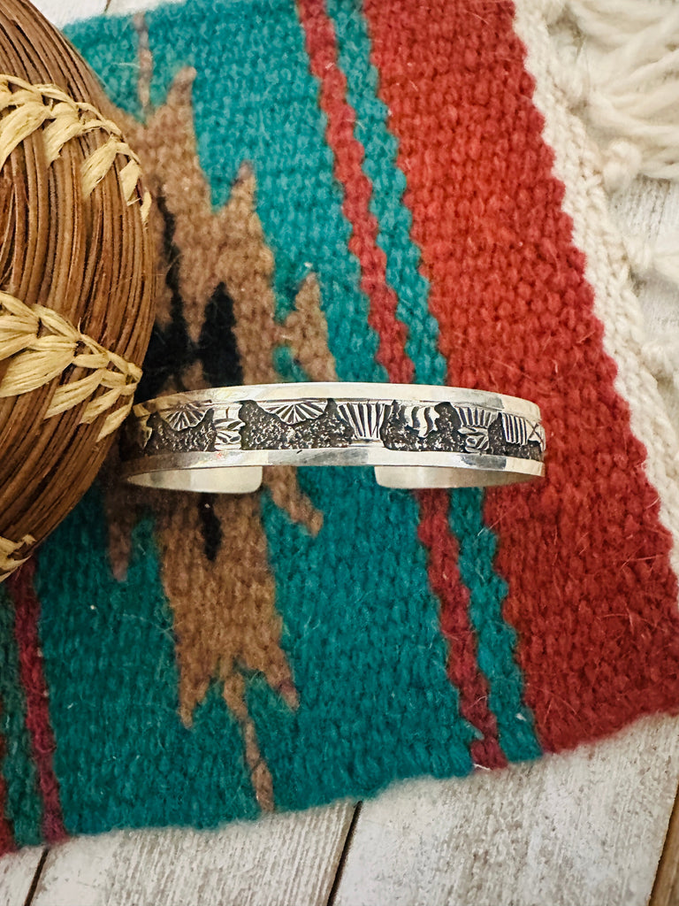 Navajo Sterling Silver Story Teller Cuff Bracelet Jewelry & Watches:Ethnic, Regional & Tribal:Bracelets & Charms Nizhoni Traders LLC