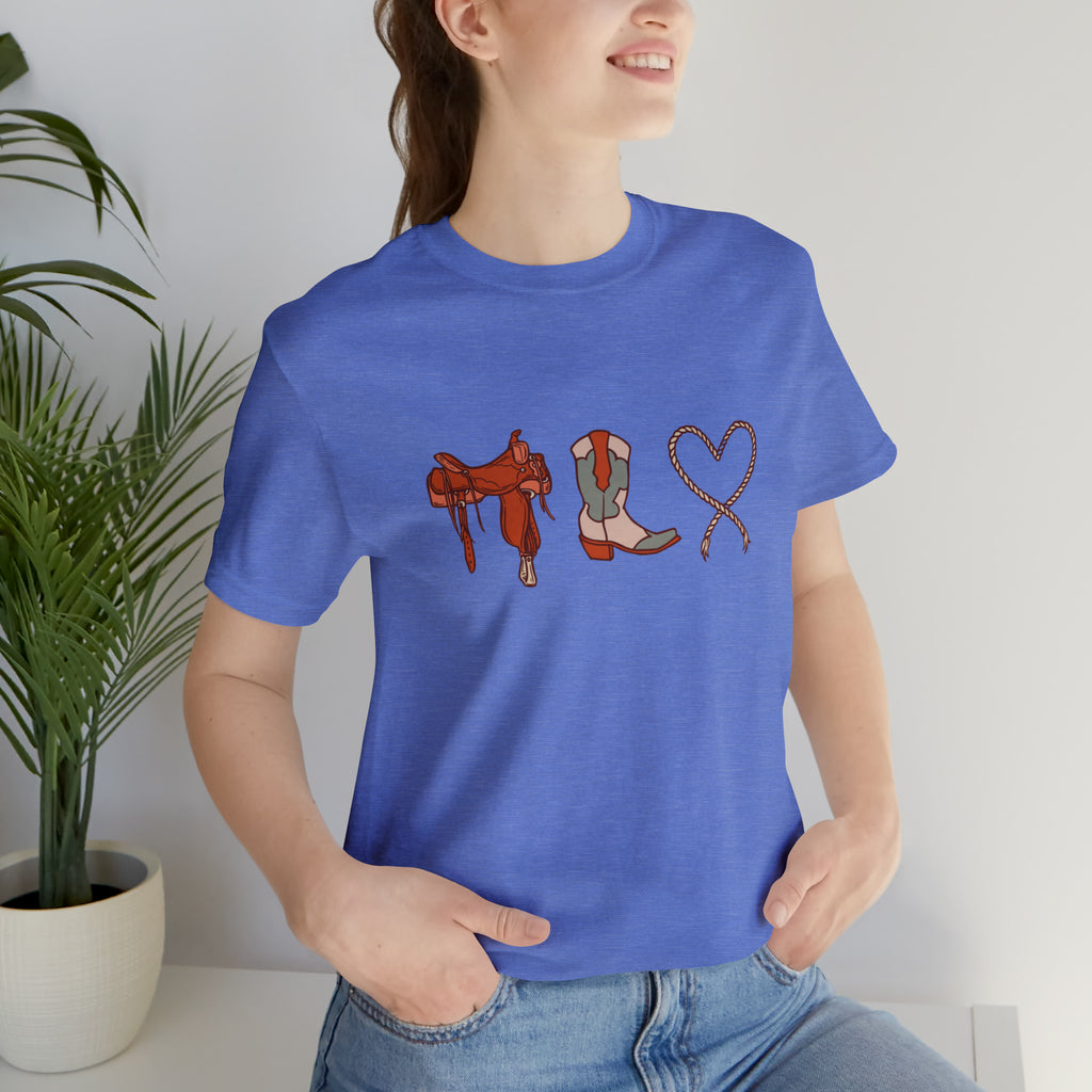 Western Love Short Sleeve Tee tcc graphic tee Printify Heather Columbia Blue XS 