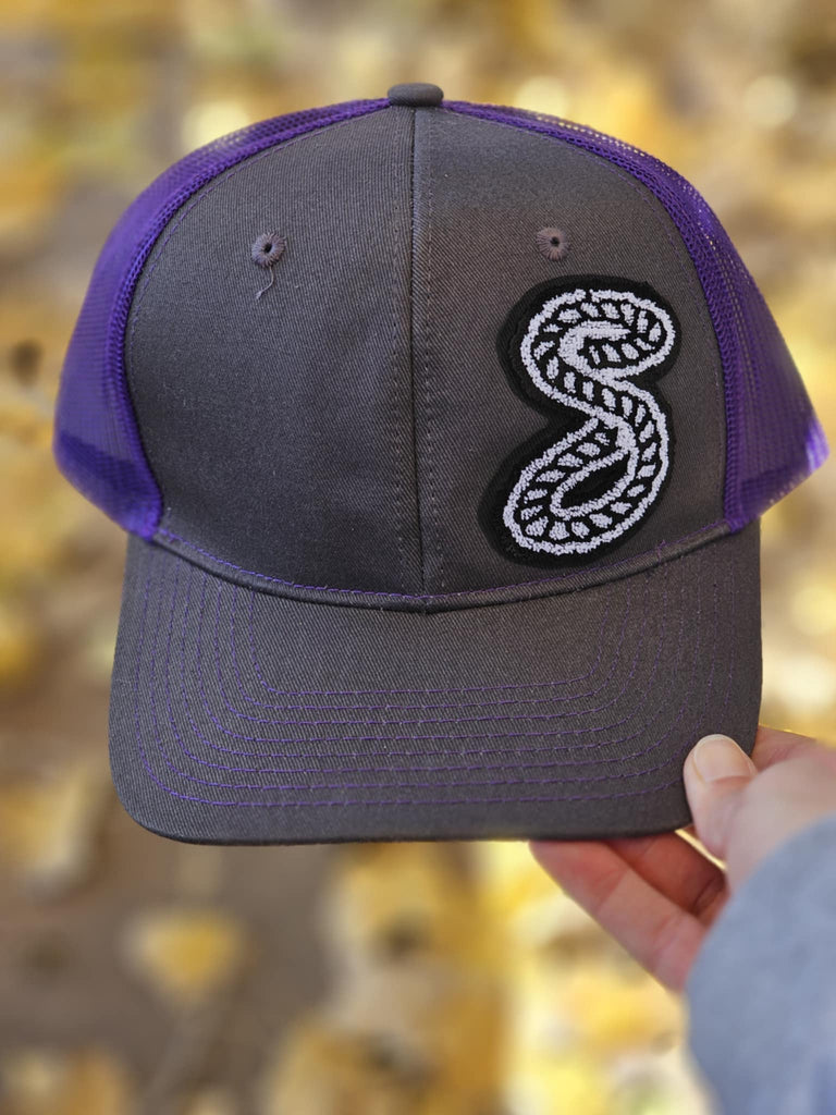 Letter "S" Rope Patch Purple Trucker Hat patch trucker hat The Cinchy Cowgirl