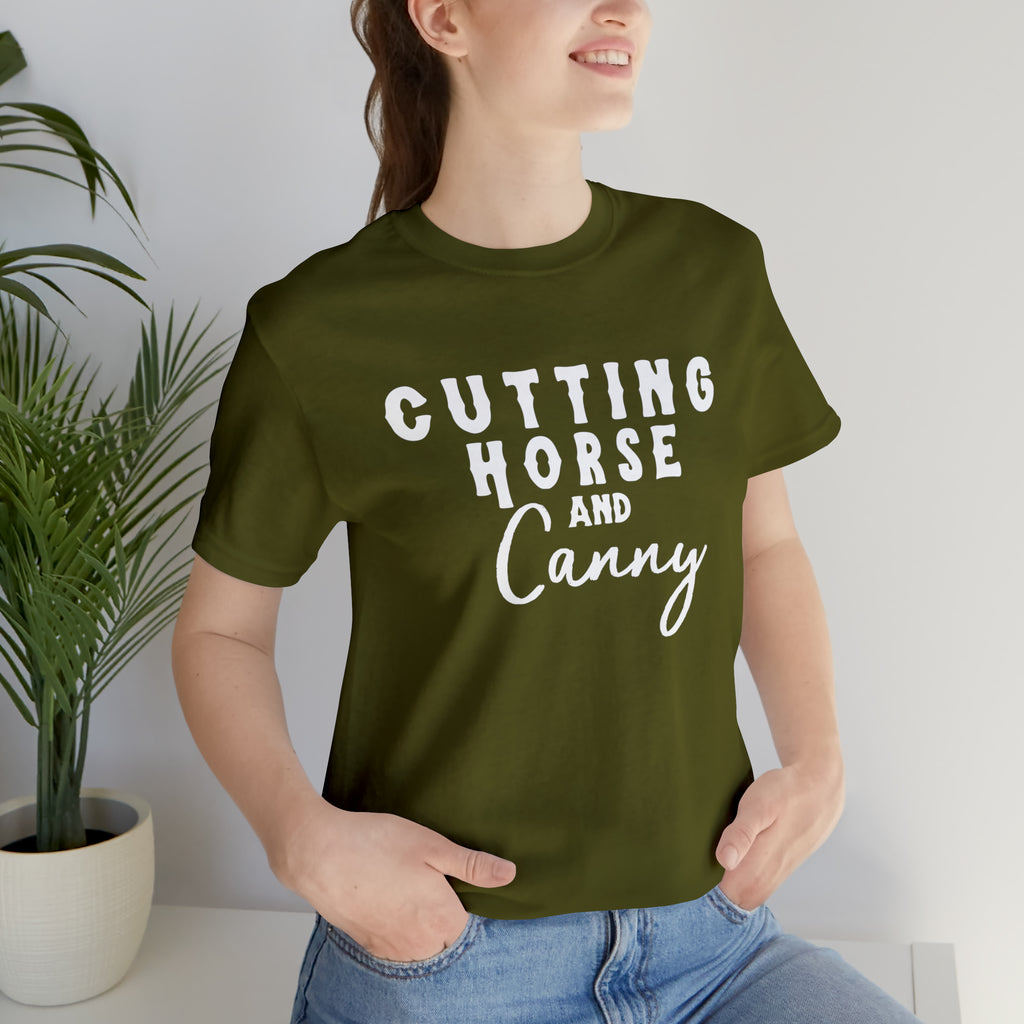 Cutting Horse & Canny Short Sleeve Tee Horse Riding Discipline Tee Printify Olive XS 