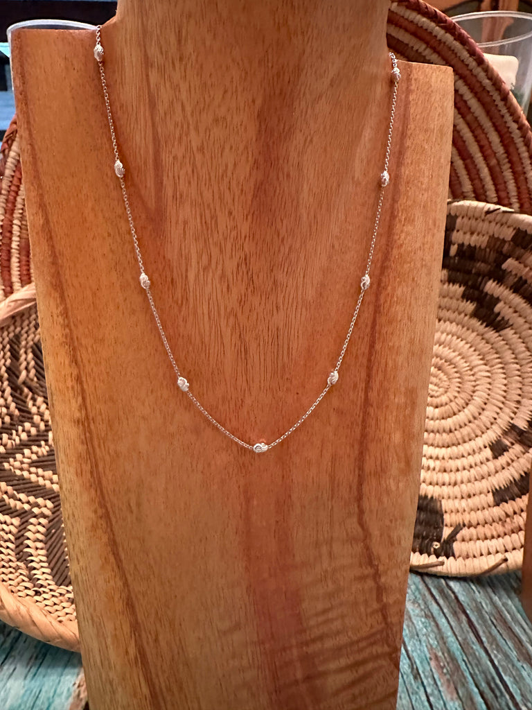 The Radiant Cascade Sterling Silver Diamond Cut Bead Necklace 16 Inch NT jewelry Nizhoni Traders LLC   