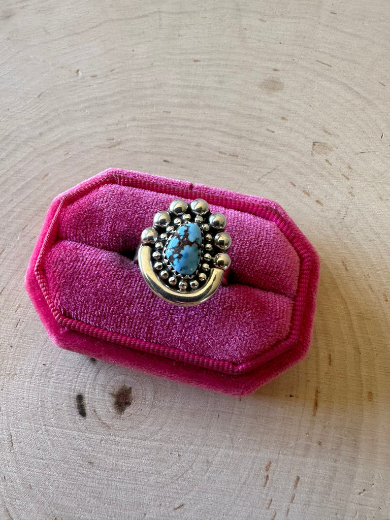 Beautiful Handmade Golden Hills Turquoise And Sterling Silver Adjustable Ring Jewelry & Watches:Ethnic, Regional & Tribal:Native American:Rings Nizhoni Traders LLC