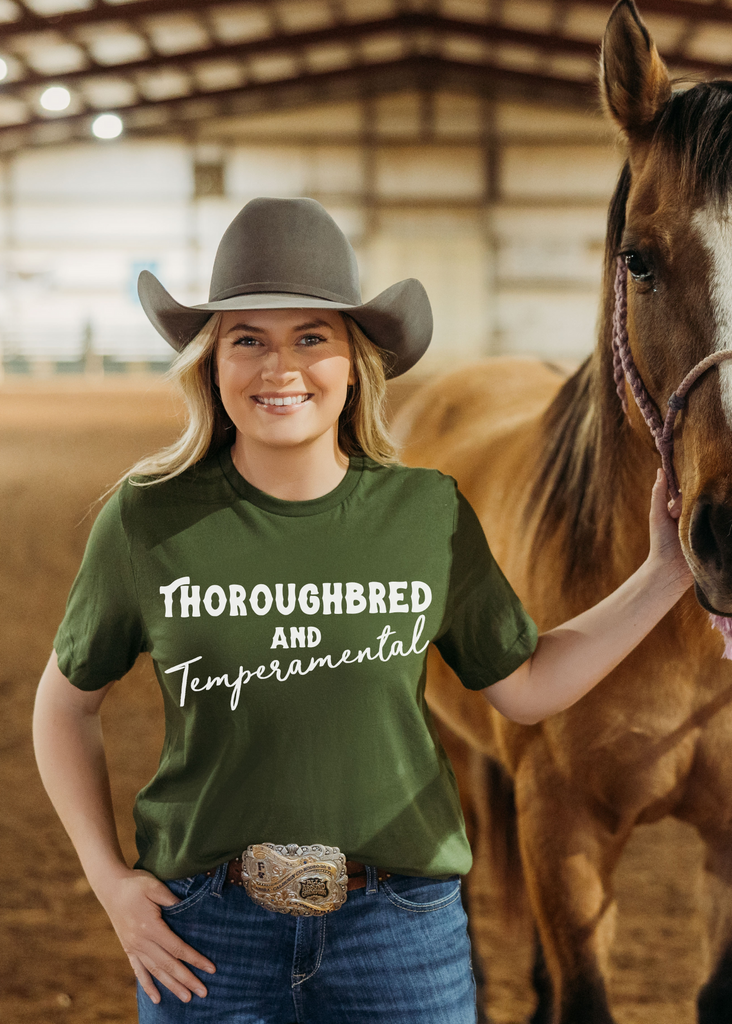 Thoroughbred & Temperamental Short Sleeve Tee Horse Color Shirt Printify   