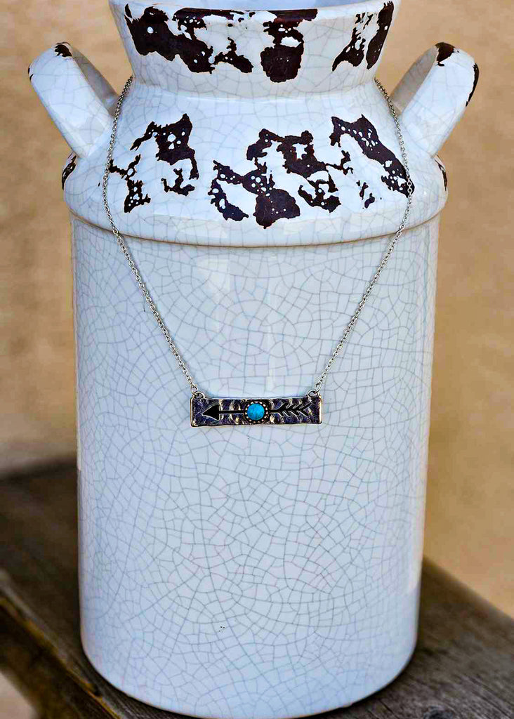 Arrow Bar Necklace and Earring Set Necklace Blue Tortoise