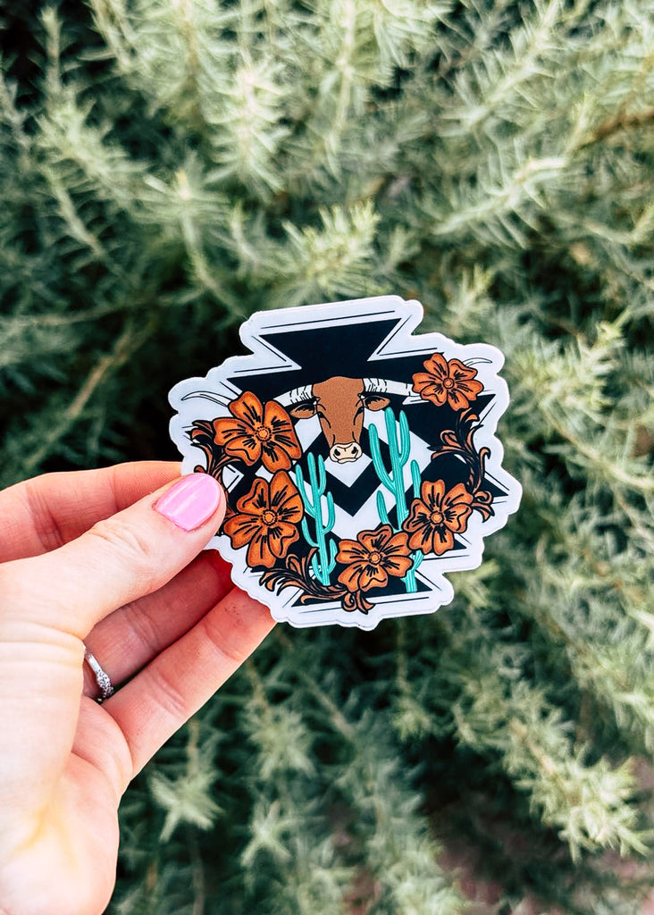 Aztec Steer Skull Sticker stickers The Cinchy Cowgirl