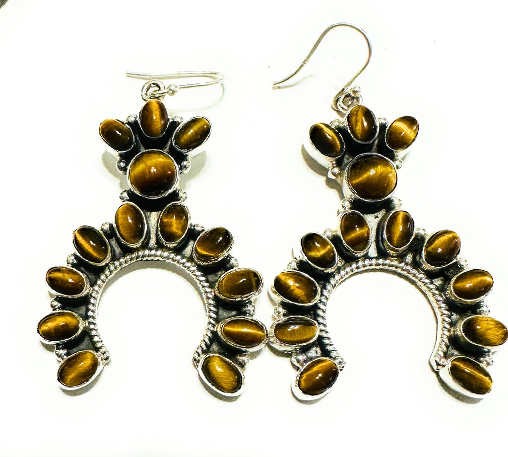 The Tigers Eye Naja Dangle Earrings NT jewelry Nizhoni Traders LLC   