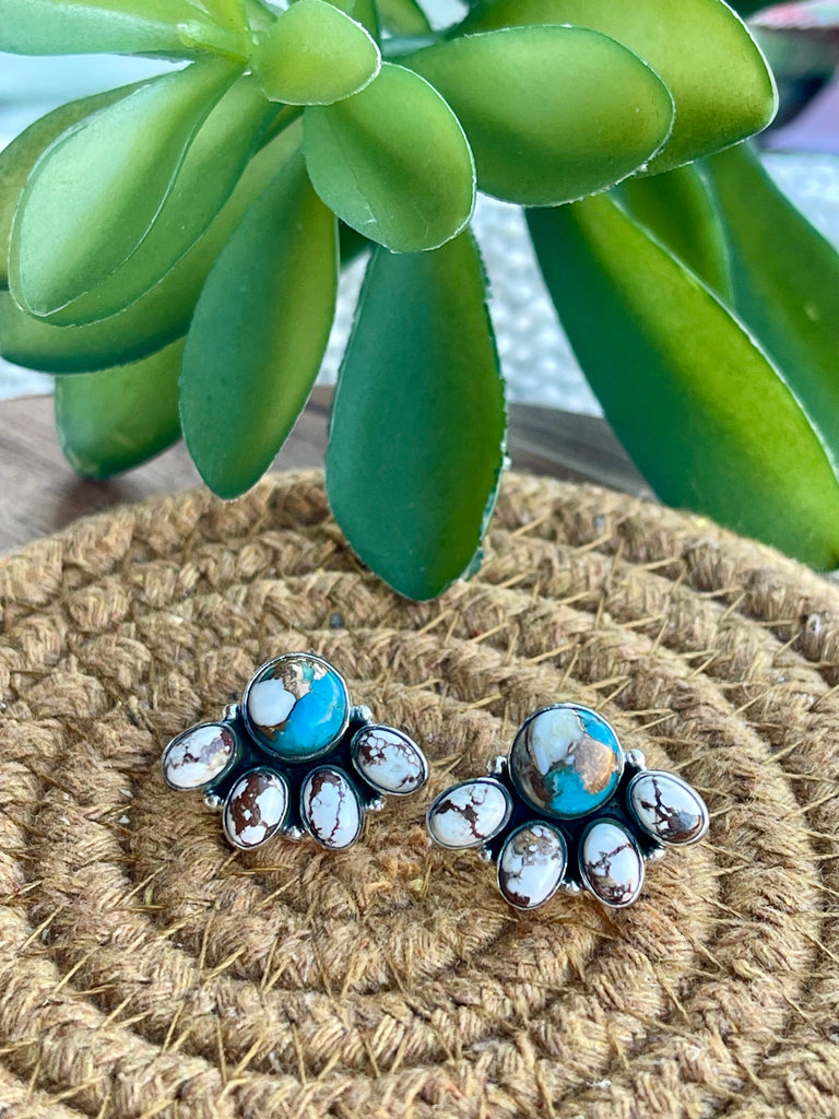 Handmade Spice, Wild Horse and Sterling Silver Post Earrings Signed Nizhoni Jewelry & Watches:Ethnic, Regional & Tribal:Earrings Nizhoni Traders LLC