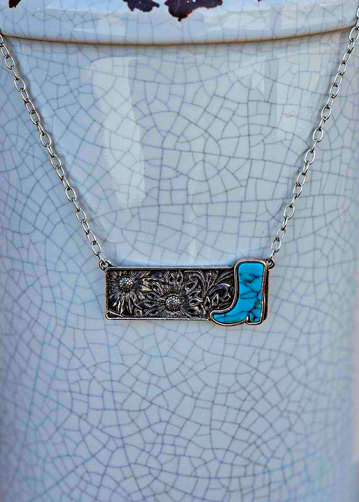 Boot Stone Bar Necklace Necklace Blue Tortoise