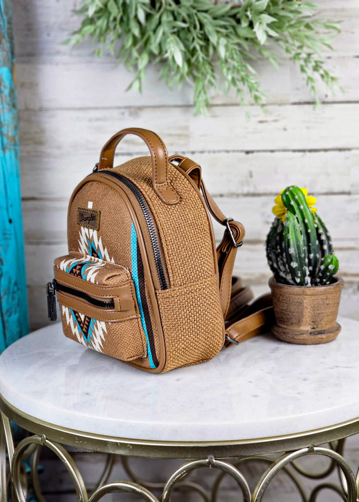 Brown Aztec Mini Backpack Handbag Crossbody Handbag Montana West