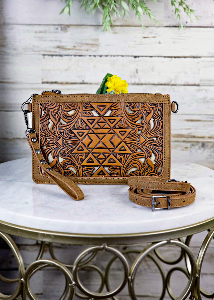 Brown Aztec Clutch Crossbody Handbag Crossbody Handbag Montana West