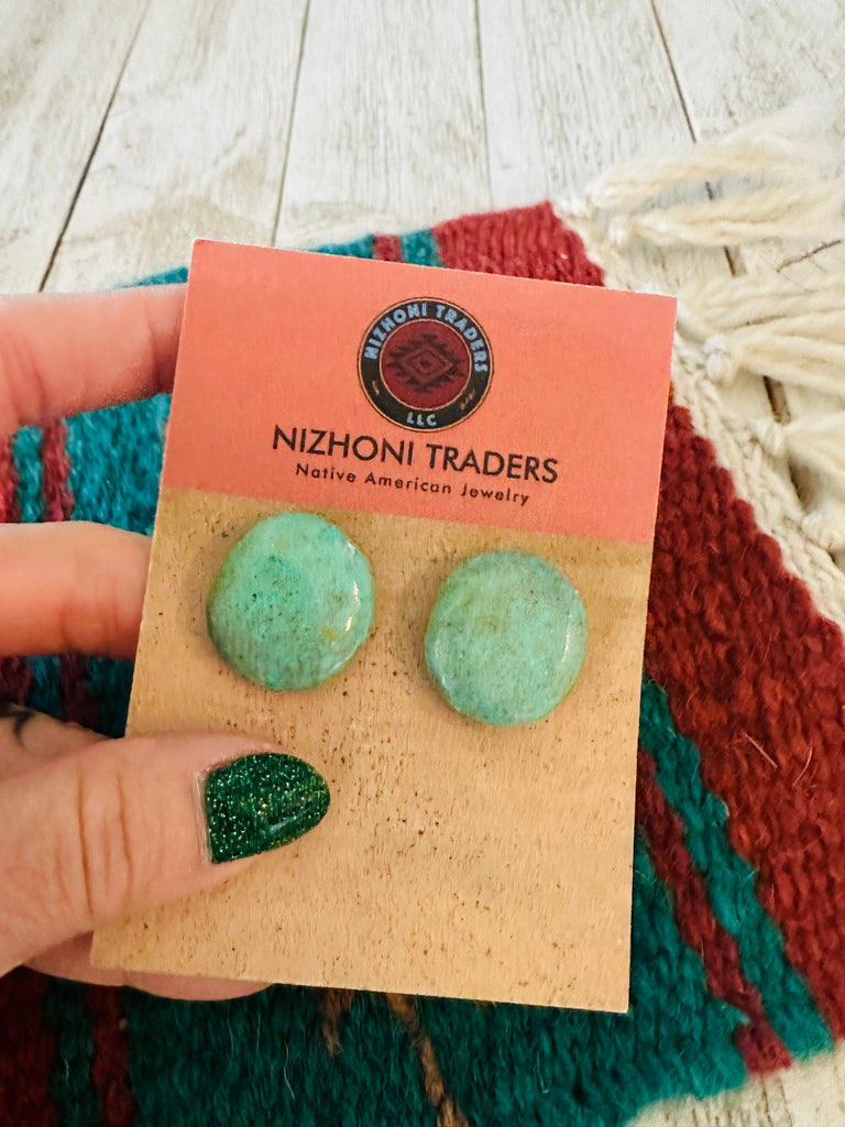 The Circle Slab Stud Earrings NT jewelry Nizhoni Traders LLC   