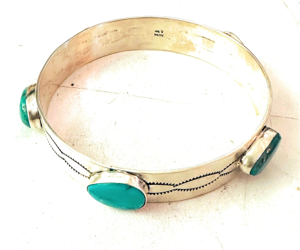 Navajo Turquoise & Sterling Silver Bangle Bracelet NT jewelry Nizhoni Traders LLC   