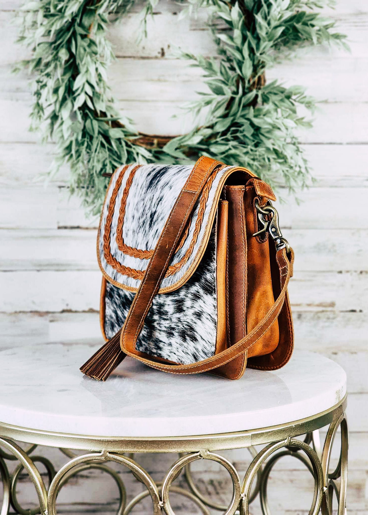 Clara Mae Cowhide Crossbody Handbag