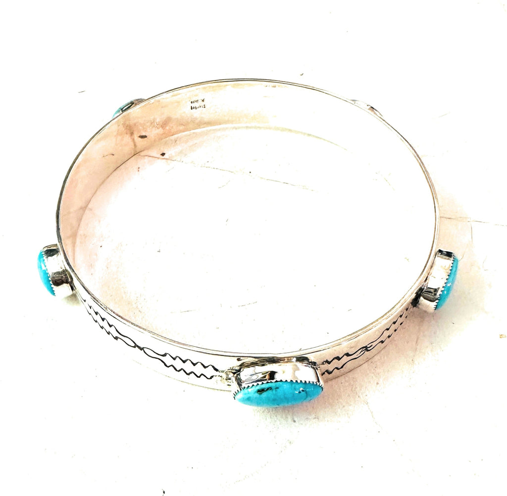 Navajo Turquoise & Sterling Silver Bangle Bracelet NT jewelry Nizhoni Traders LLC   