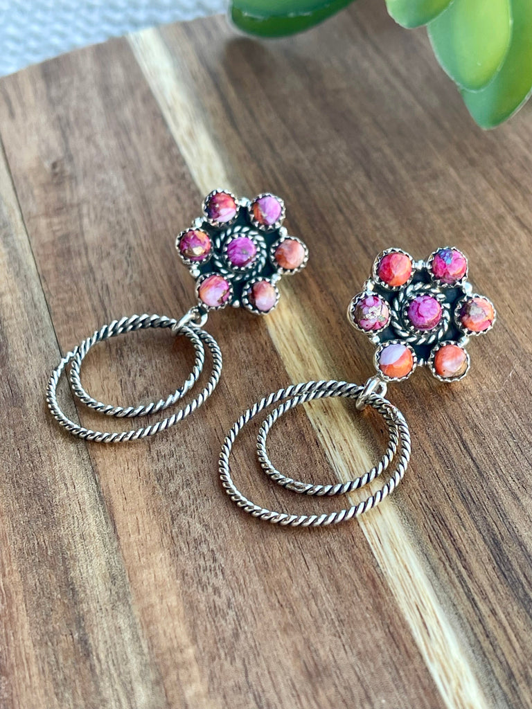 Handmade Sterling Silver & Pink Dream Mojave Post Hoop Earrings Jewelry & Watches:Ethnic, Regional & Tribal:Earrings Nizhoni Traders LLC