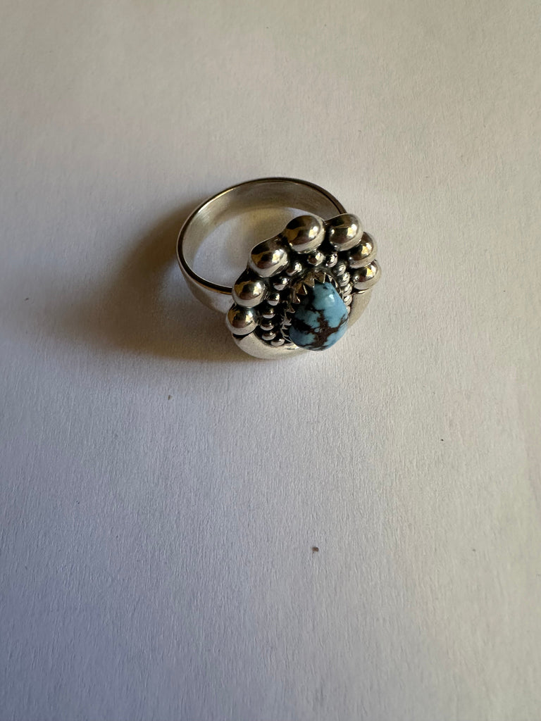 Beautiful Handmade Golden Hills Turquoise And Sterling Silver Adjustable Ring Jewelry & Watches:Ethnic, Regional & Tribal:Native American:Rings Nizhoni Traders LLC