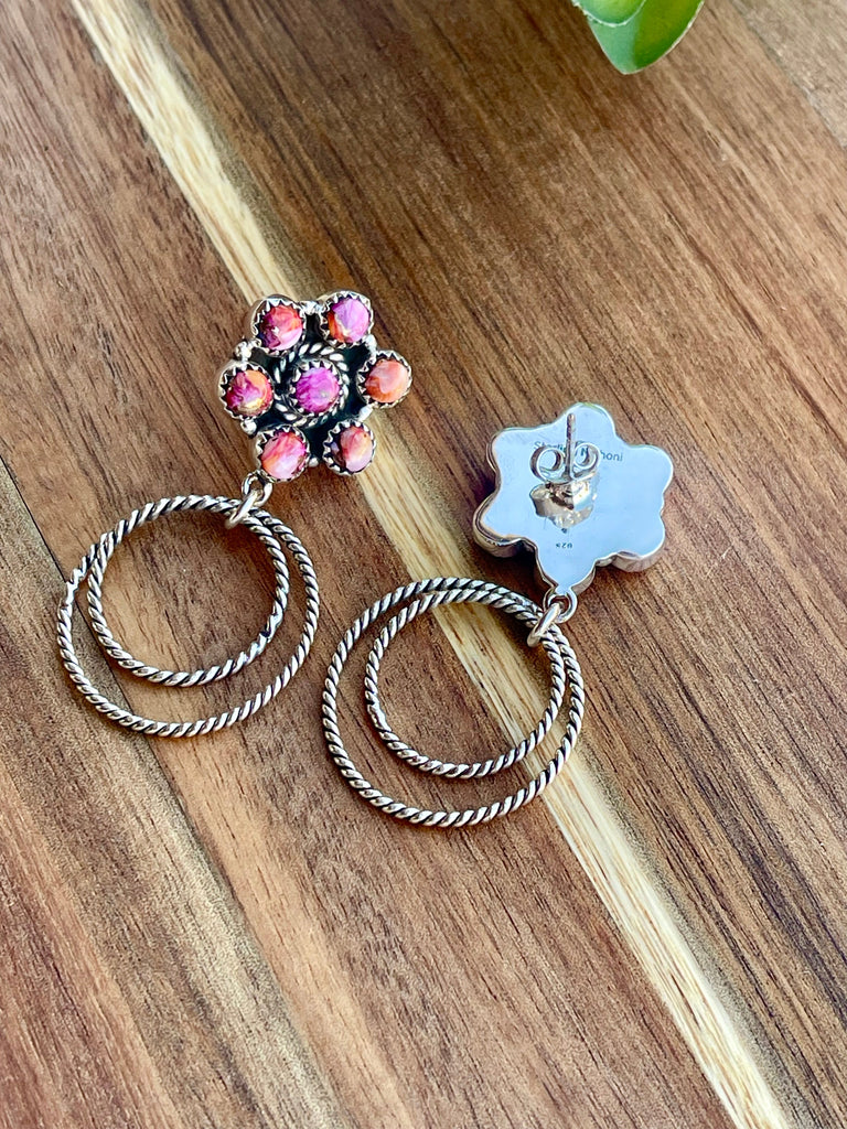 Handmade Sterling Silver & Pink Dream Mojave Post Hoop Earrings Jewelry & Watches:Ethnic, Regional & Tribal:Earrings Nizhoni Traders LLC