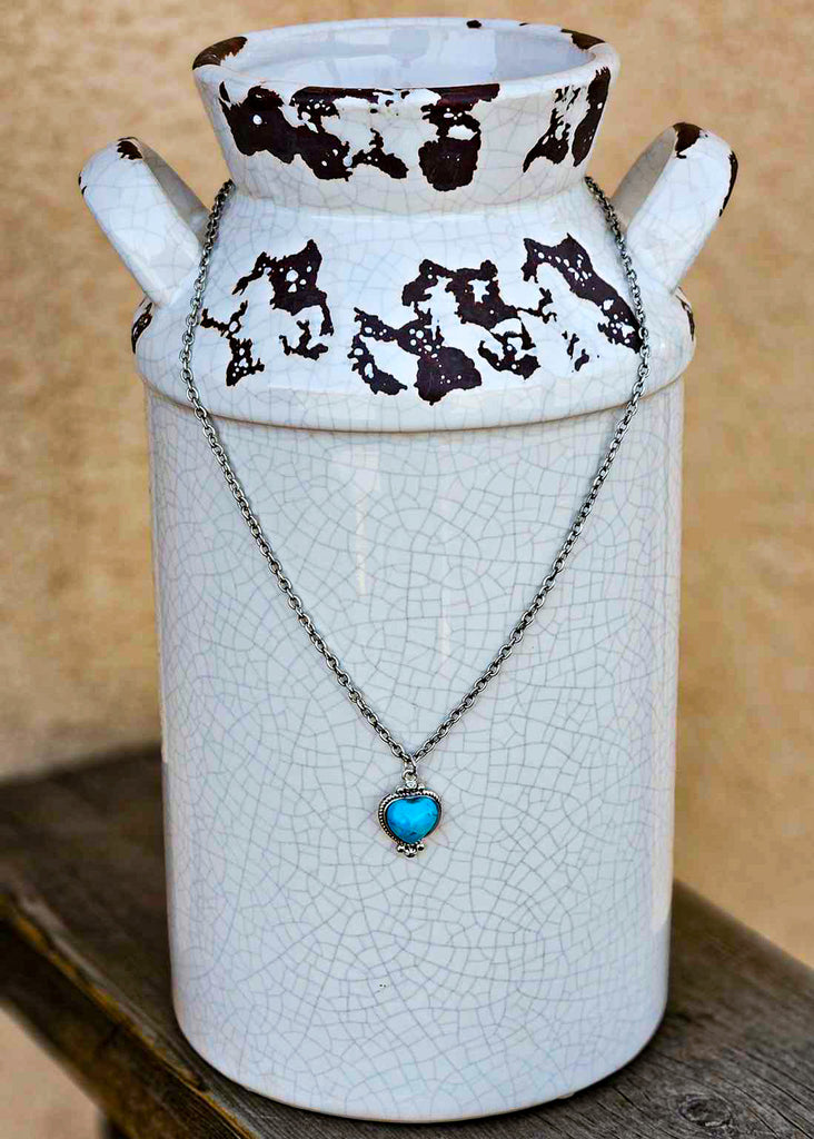 Heart Shape Stone Necklace Necklace Blue Tortoise