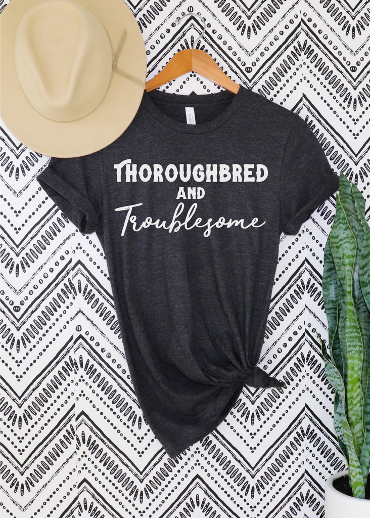 Thoroughbred & Troublesome Short Sleeve Tee Horse Color Shirt Printify   