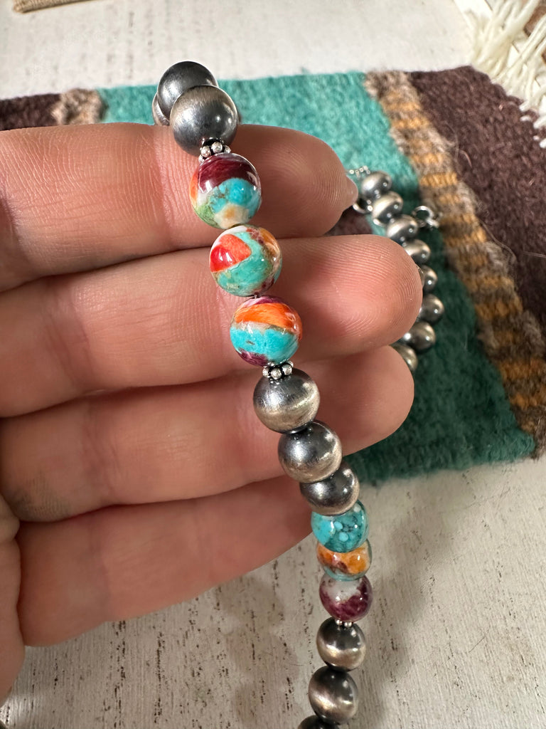 Handmade 8mm Sterling Silver Spice Beaded Necklace w/ 2 inch extender Jewelry & Watches:Fine Jewelry:Fine Necklaces & Pendants:Precious Metal without Stones Nizhoni Traders LLC