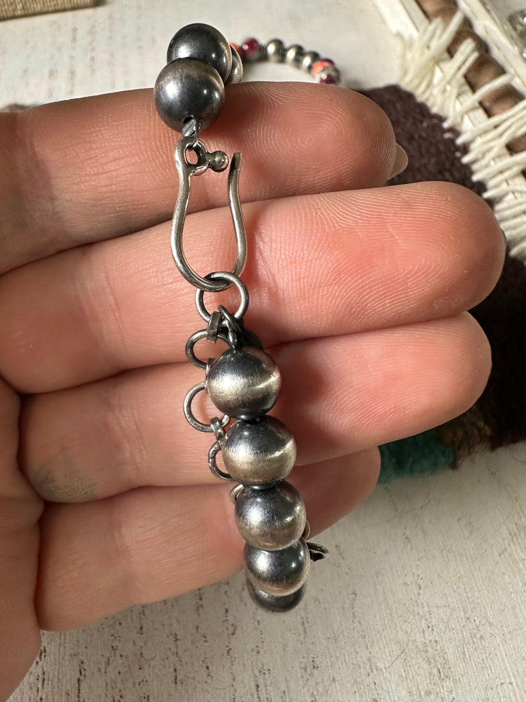 Handmade 8mm Sterling Silver Spice Beaded Necklace w/ 2 inch extender Jewelry & Watches:Fine Jewelry:Fine Necklaces & Pendants:Precious Metal without Stones Nizhoni Traders LLC