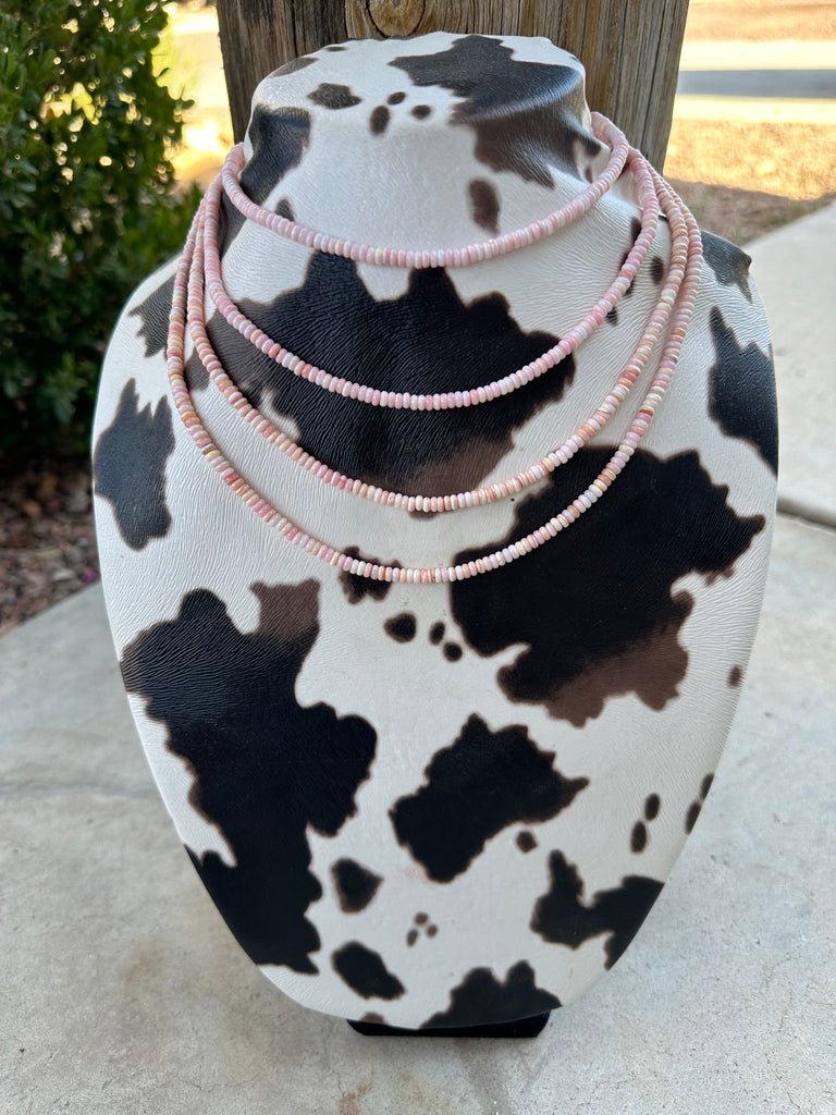 Navajo Sterling Silver & Queen Pink Conch Beaded Necklace 14-20inch NT jewelry Nizhoni Traders LLC   