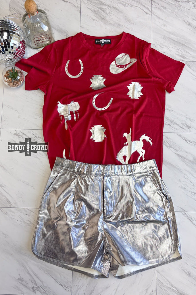 Marfa Metallic Shorts Shorts Rowdy Crowd Clothing