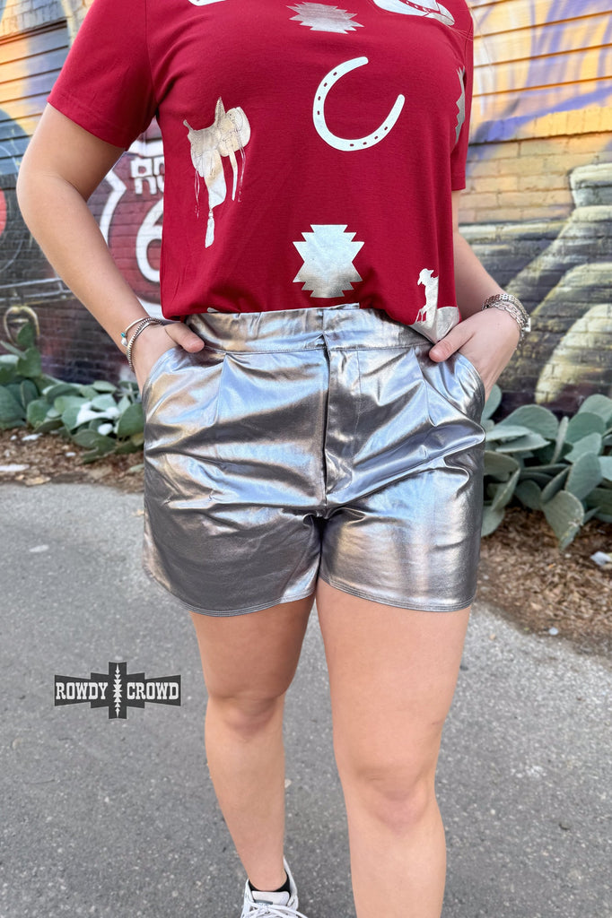 Marfa Metallic Shorts Shorts Rowdy Crowd Clothing