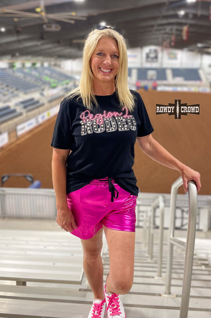 Pink Metallic Shorts Shorts Rowdy Crowd Clothing