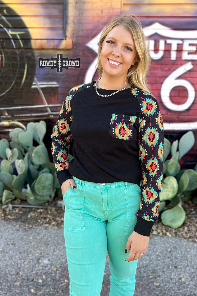 Wild Aztec Long Sleeve Long Sleeve Top Rowdy Crowd Clothing