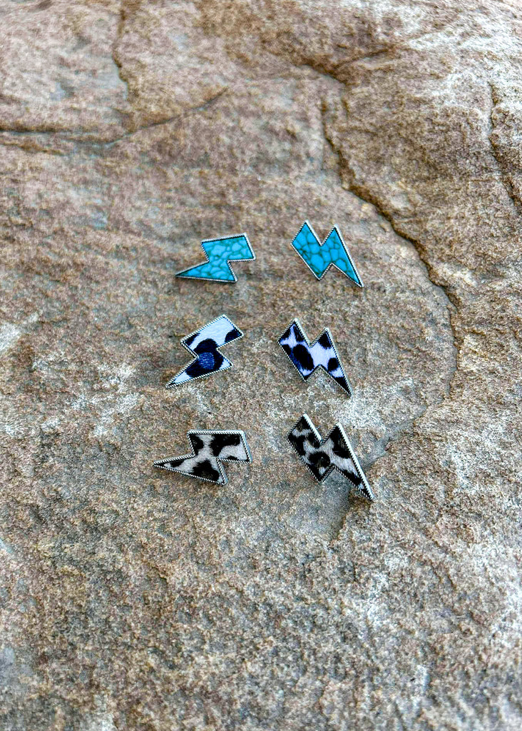 Thunder Bolt 3 Pair Earrings Earrings Blue Tortoise