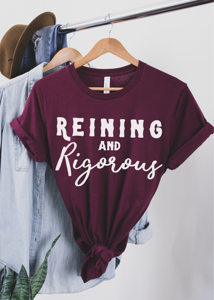 Reining & Rigorous Short Sleeve Tee Horse Riding Discipline Tee Printify   