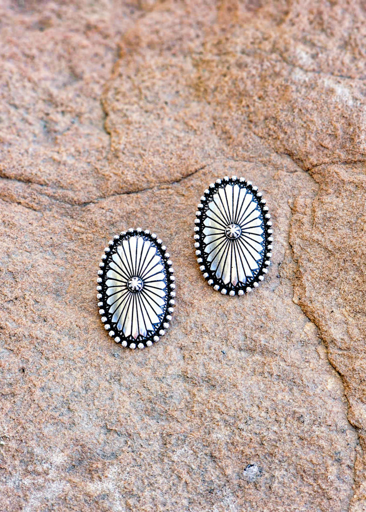 Oval Starburst Earrings Earrings Blue Tortoise