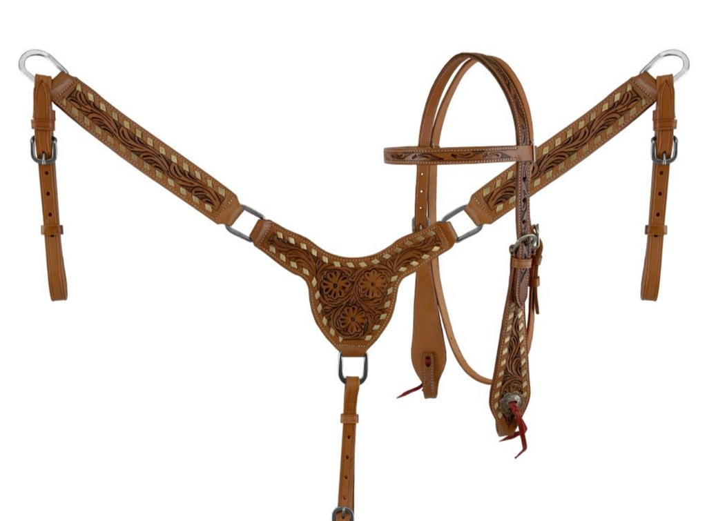 Floral Rawhide Gladiator Headstall Set headstall set Shiloh   