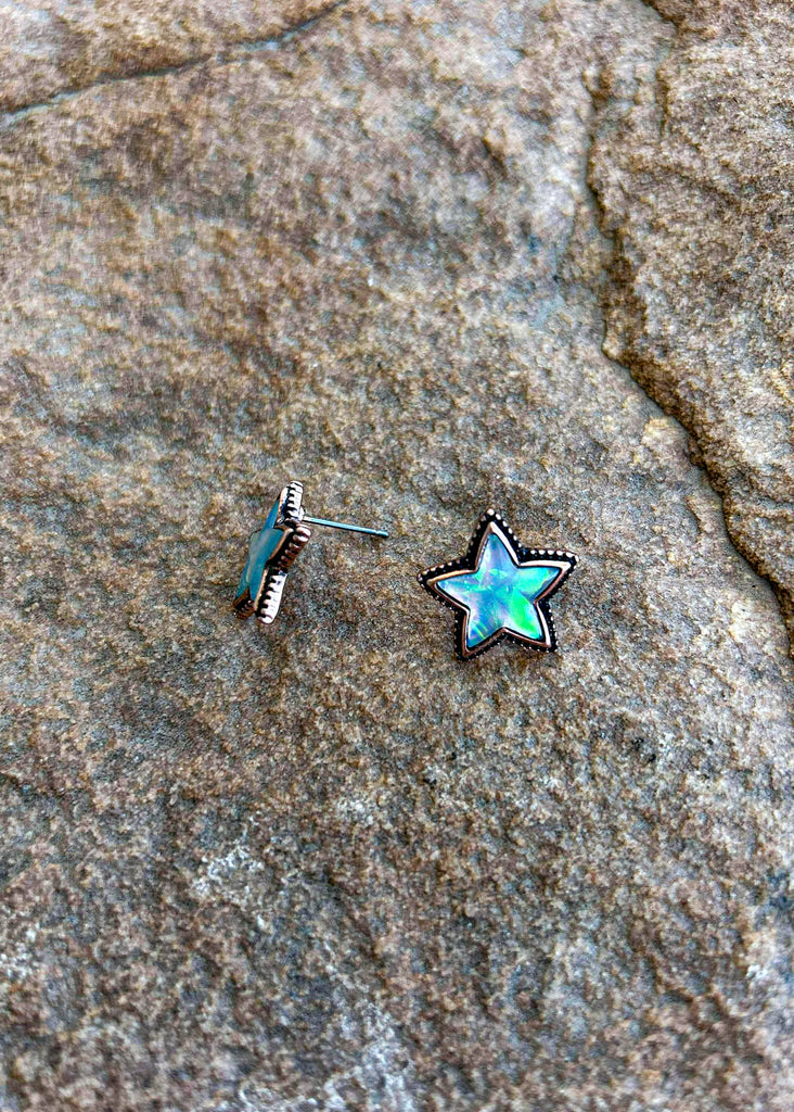 Star With Stone Stud Earrings Earrings Blue Tortoise