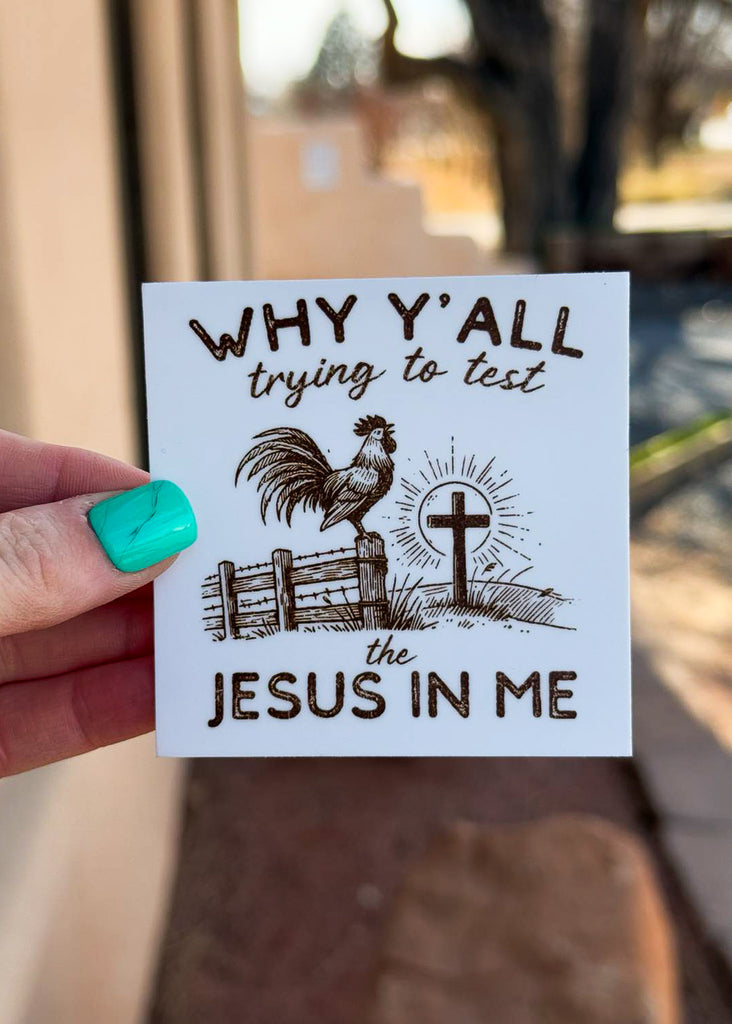 Test The Jesus In Me Sticker stickers The Cinchy Cowgirl