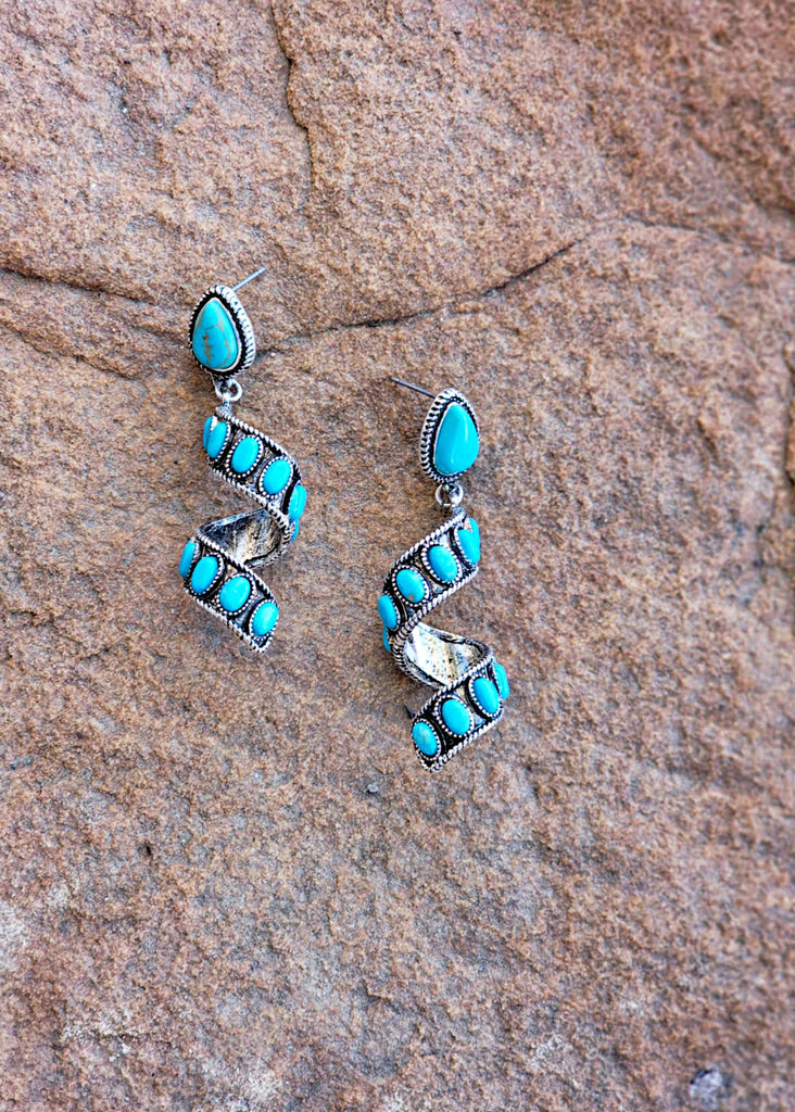 Turquoise Spiral Earrings Earrings Blue Tortoise