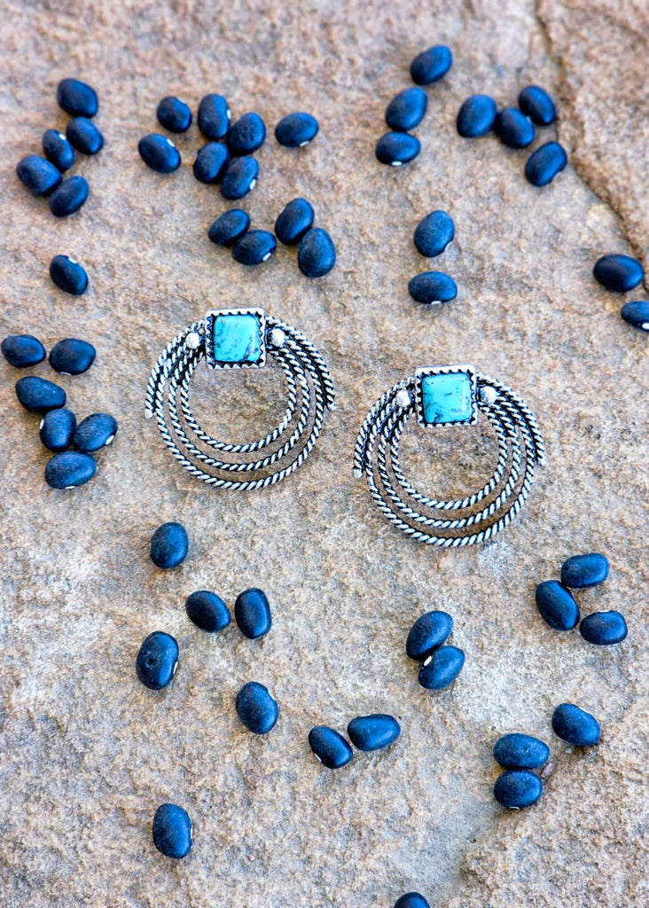 Twisted Layered Turquoise Round Earrings Earrings Blue Tortoise