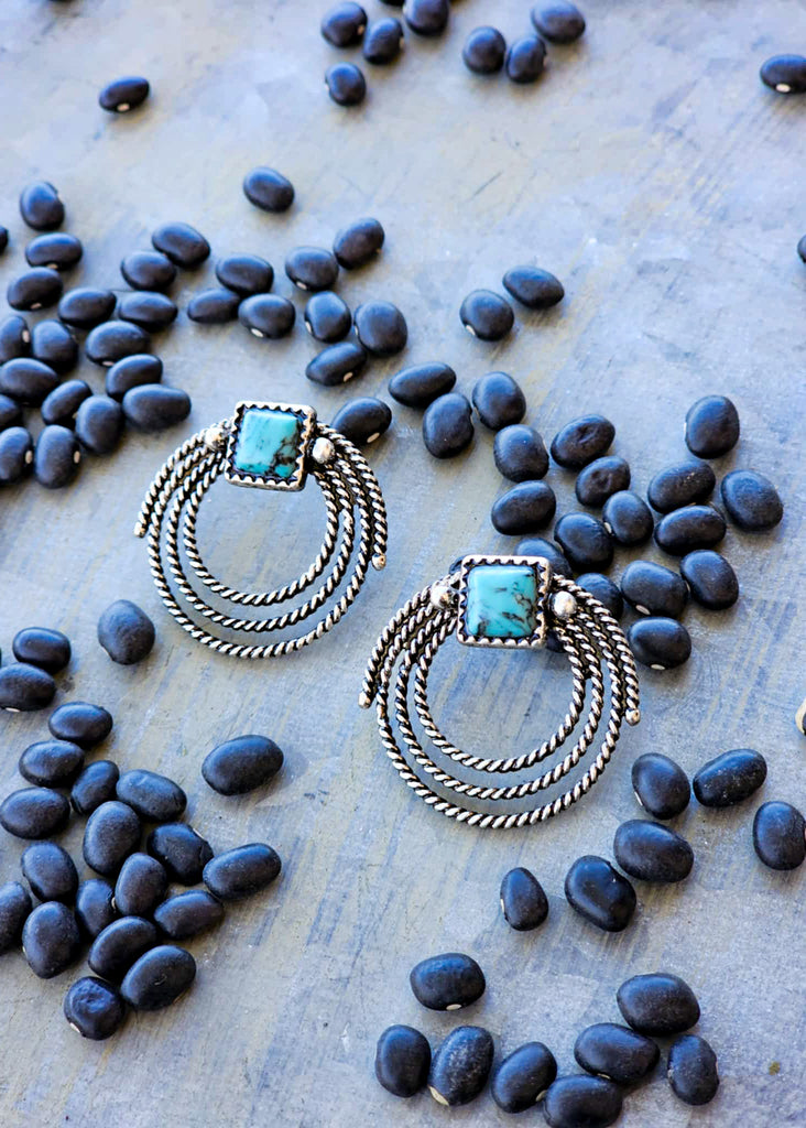 Twisted Layered Turquoise Round Earrings Earrings Blue Tortoise