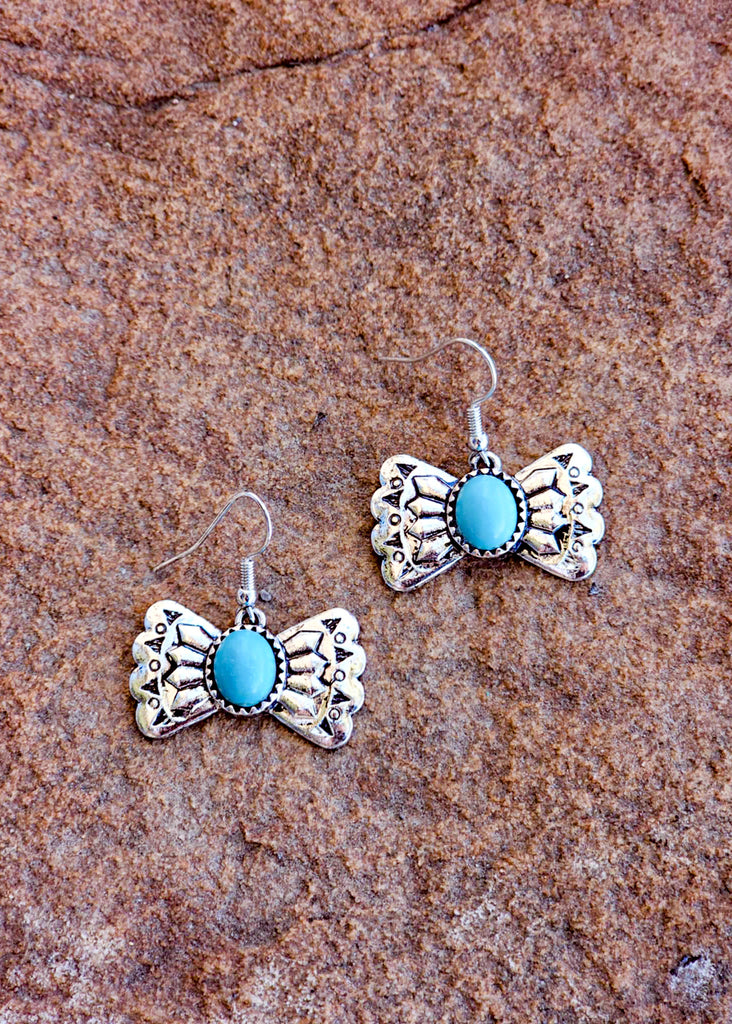 Western Bow Turquoise Earrings Earrings Blue Tortoise