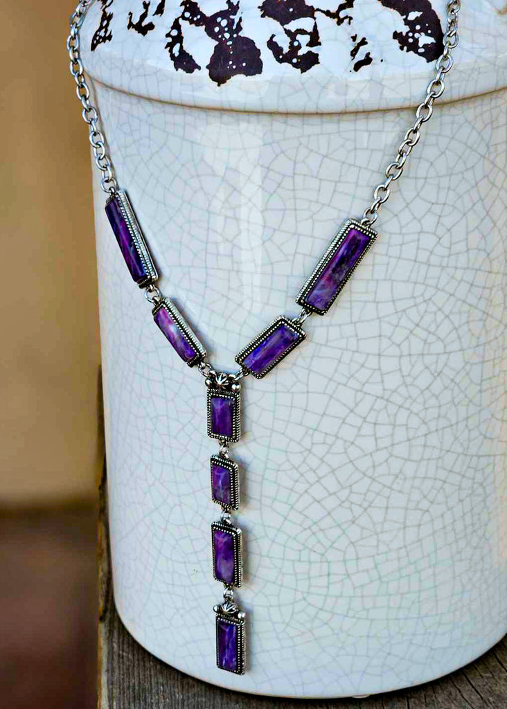 Western Purple Stone Y Necklace Necklace Blue Tortoise