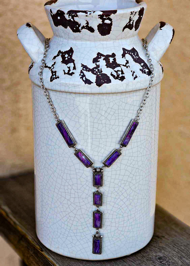 Western Purple Stone Y Necklace Necklace Blue Tortoise