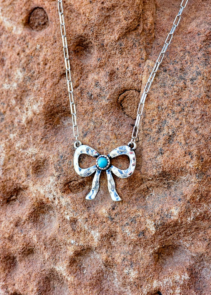 Western Turquoise Bow Necklace necklace Blue Tortoise