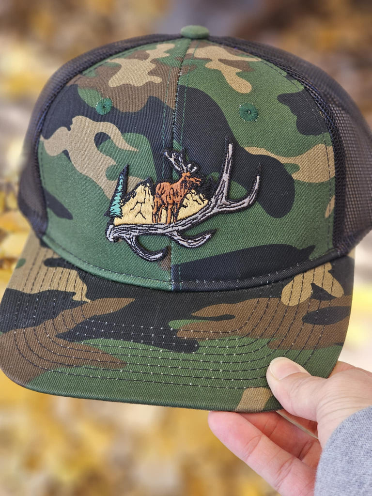 Camo Elk Antler Patch Snapback Trucker Hat trucker cap The Cinchy Cowgirl