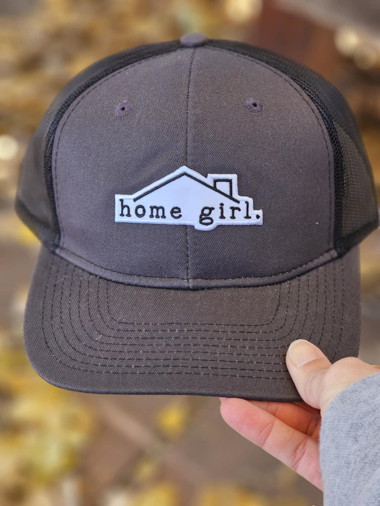 Home Girl Patch Grey Trucker Hat patch trucker hat The Cinchy Cowgirl