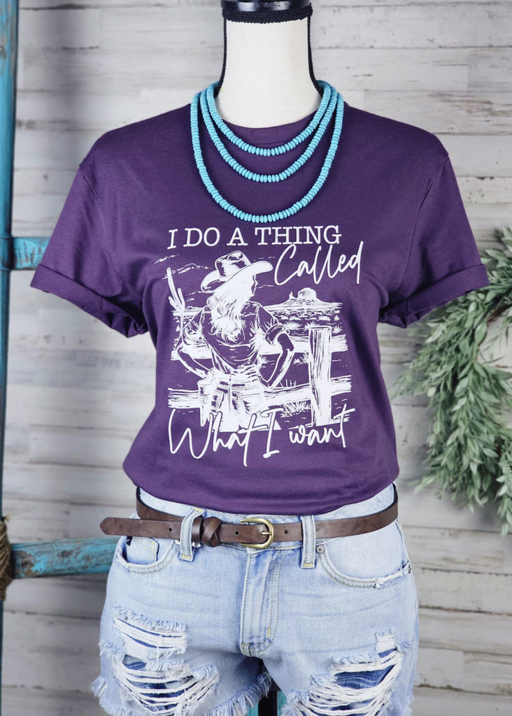 Eggplant I Do What I Want Short Sleeve Graphic Tee tcc graphic tee The Cinchy Cowgirl